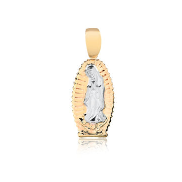 18K Gold Layered Oro Laminado Two Tone Our Lady of Guadalupe Oval Medal Pedant 31.0058